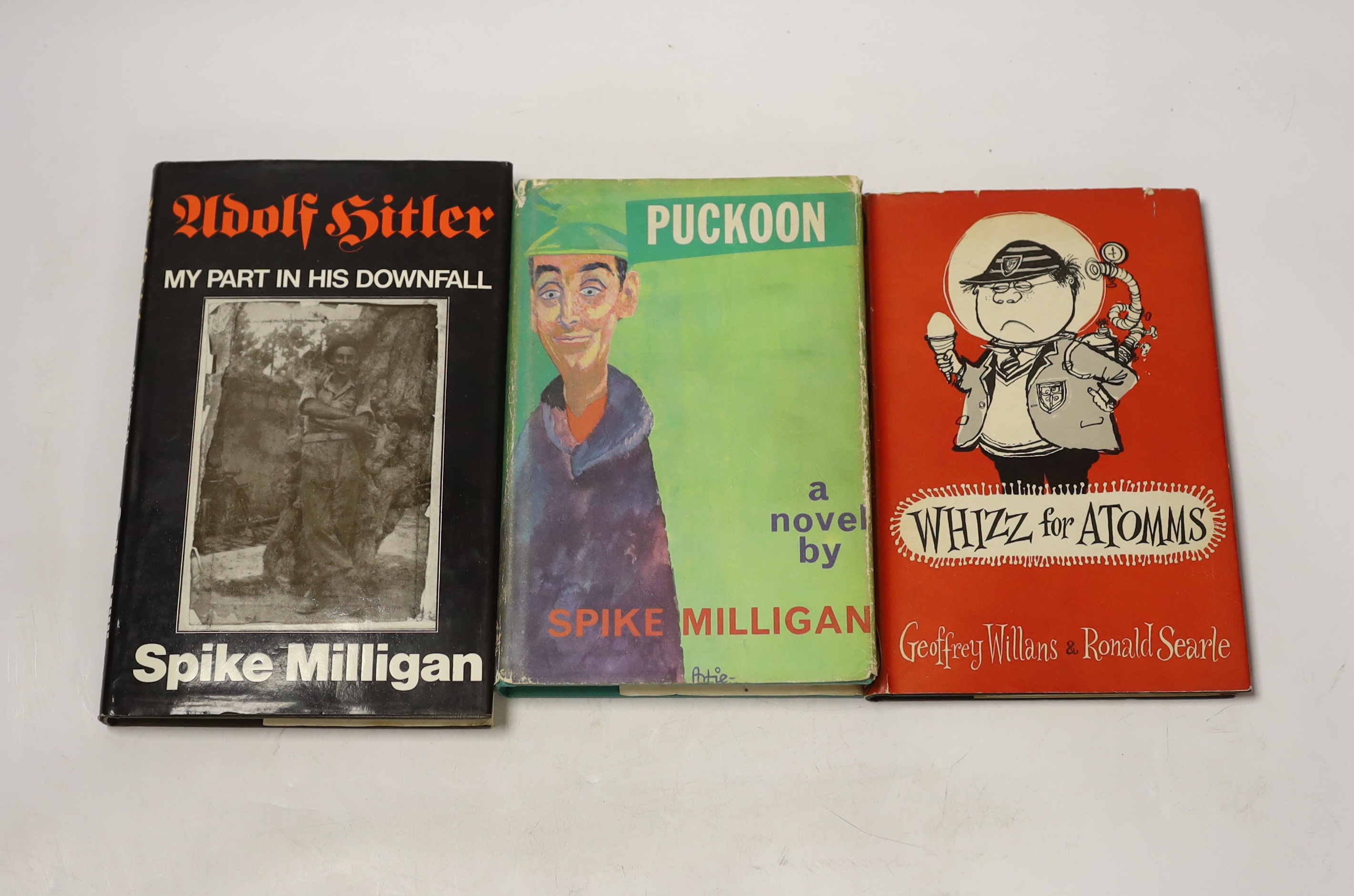 Milligan, Spike - Puckoon. 1st edition. illus., half title; publisher's cloth and d/wrapper. 1963; Milligan, Spike - Adolf Hitler: my part in his downfall. 1st edition. photo. and other illus.; publisher's cloth and d/wr